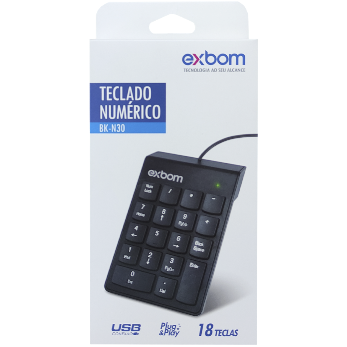 Teclado Numérico Com Fio Usb 1 25 Metros 18 Teclas Pequeno