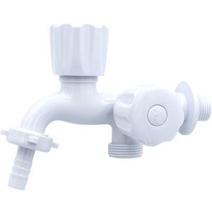 TORNEIRA PARA TANQUE / MAQUINA - ABS BRANCA - 647