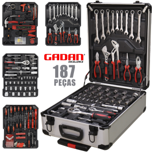 MALETA DE FERRAMENTAS COM 187 PEÇAS PROFISSIONAL - GADAN