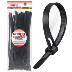 ABRAÇADEIRA DE NYLON REUTILIZÁVEL 7,6X300MM C/ 50UN. PRETA - GADAN