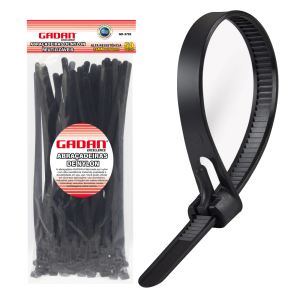ABRAÇADEIRA DE NYLON REUTILIZÁVEL 7,6X200MM C/ 50UN. PRETA - GADAN