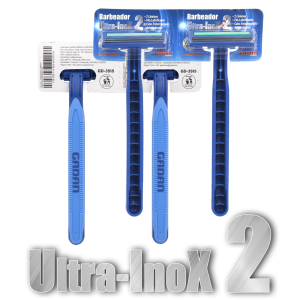 BARBEADOR ULTRA INOX 2 - 2 LÂMINAS CABO EMBORRACHADO CARTELA C/ 24 PCS - GADAN