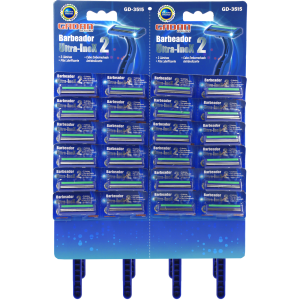 BARBEADOR ULTRA INOX 2 - 2 LÂMINAS CABO EMBORRACHADO CARTELA C/ 24 PCS - GADAN