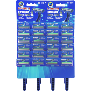 BARBEADOR ULTRA INOX 3 - 3 LÂMINAS CABO EMBORRACHADO CARTELA C/ 24 PCS - GADAN