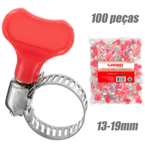 ABRAÇADEIRA DE METAL 13-19MM COM BORBOLETA EM PACOTE COM 100UN - GADAN