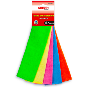 PANO DE MICROFIBRA C/ 5 UN - 35CM X 35CM - GADAN